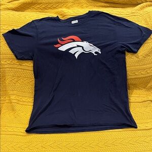 BRONCOS Fanatics Navy Blue T-Shirt with White and Orange Logo
